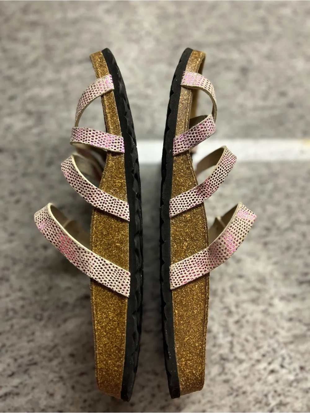 Birkenstock Pink &white Metallic Strappy Slide Sandals size 11(42)